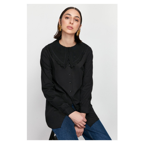 Trendyol Black Baby Collar Cotton Woven Shirt