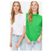 Trendyol Green-White 2-Pack Basic High Neck Knitted T-Shirt