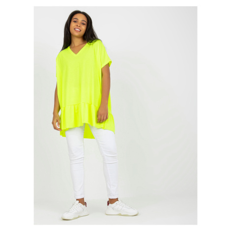 Fluo yellow tunic with V-neck for everyday wear