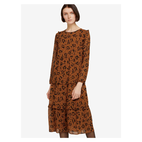 Brown patterned midishats Tom Tailor - Women