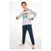 Chlapčenské pyžamo Cornette My Game 2 - bavlna Sivo-tmavomodrá