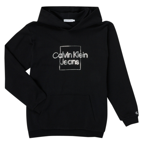 Calvin Klein Jeans  METALLIC BOX LOGO RELAXED HOODIE  Mikiny Čierna