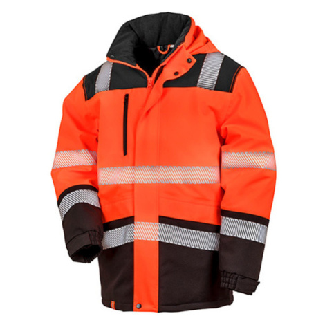 Result Unisex softshellový bezpečnostný plášť R475X Fluorescent Orange