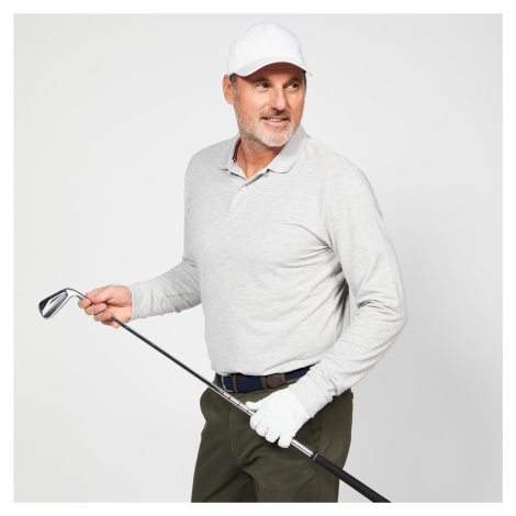 Pánska golfová polokošeľa s dlhým rukávom MW500 sivá INESIS