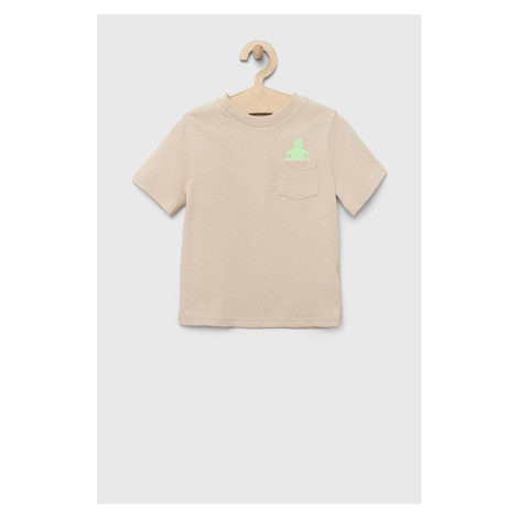 Detské bavlnené tričko GAP béžová farba, s potlačou