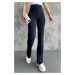 80272 Dewbery High Waist Slim Fit Wide Leg Pants-NAVY