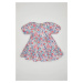 DEFACTO Baby Girl Patterned Short Sleeve Linen Look Dress