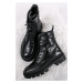 Čierne členkové šnurovacie topánky 170303