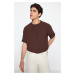 Trendyol Brown Premium Oversize Crew Neck Short Sleeve Textured Ottoman T-Shirt