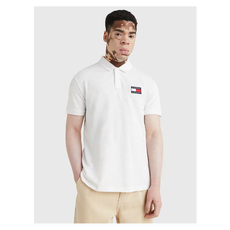 White Mens Polo T-Shirt Tommy Jeans - Men Tommy Hilfiger