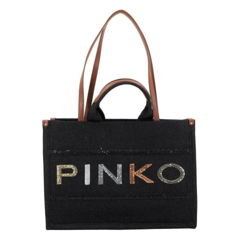 Pinko  SHOPPER DENIM RICAM0 LO  Tašky Čierna