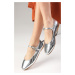 Mio Gusto Gillian Silver Women's Flat Toe Flat Shoes.