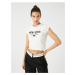 Koton Crop T-Shirt New York City Printed Short Sleeve Crew Neck