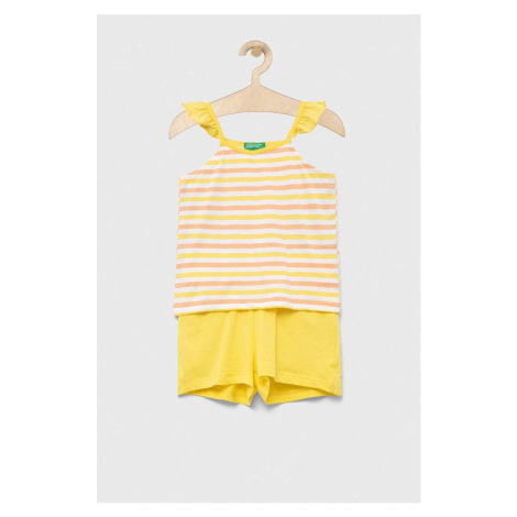 Detská bavlnená súprava United Colors of Benetton žltá farba