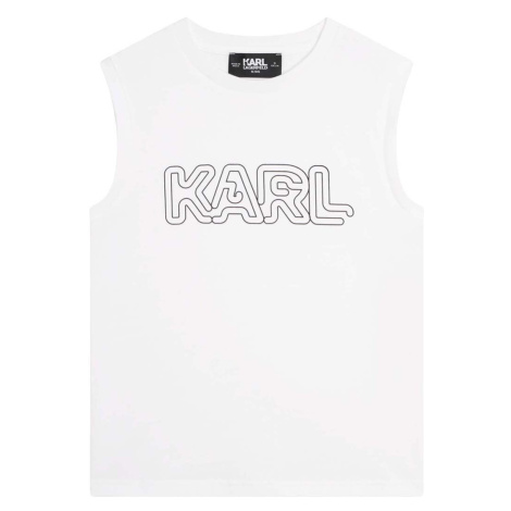 Detský bavlnený top Karl Lagerfeld biela farba, s potlačou