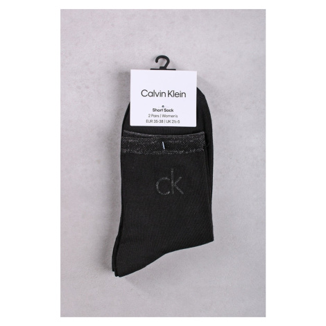 Čierne ponožky CKJ Women Short Sock 2P Shiny Logo - dvojbalenie Calvin Klein