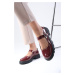 Mio Gusto Cyntia Claret Red Color Patent Leather Thick Soled Women's Ballerina Loafer Shoes