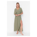 Trendyol Khaki Maxi Woven Accessory Beach Dress