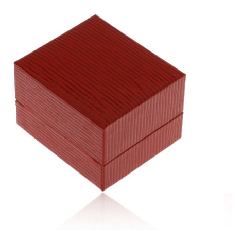Darčeková krabička na náušnice, koženkový povrch tmavočervenej farby, ryhy