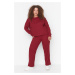 Trendyol Curve Claret Red Crew Neck Knitted Pajamas Set