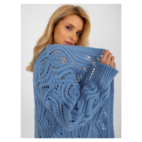 Blue openwork cardigan without closure