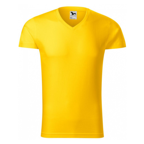 MALFINI Pánske tričko Slim Fit V-neck - Žltá