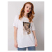 White T-shirt with animal print