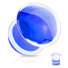 Plug do ucha, číre sklo, vypuklý tvar v modrom zakončení, brzdiaca gumička - Hrúbka: 8 mm