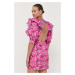 Bavlnené šaty Custommade ružová farba, mini, rovný strih
