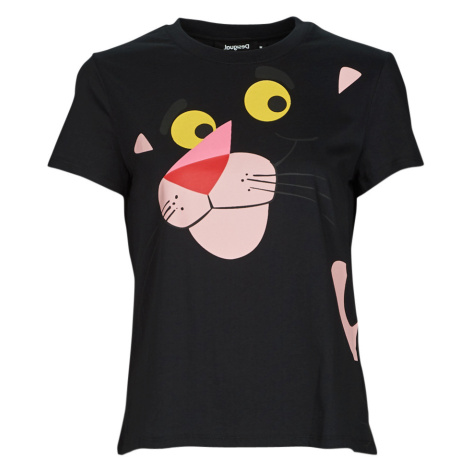 Desigual  HELLO PINK PANTHER  Tričká s krátkym rukávom Čierna