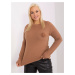 Casual knitted sweater in large size Camel