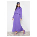 Trendyol Purple Collar Tie Detailed Woven Dress