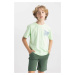 DEFACTO Boy's Crew Neck Printed Short Sleeve T-Shirt