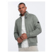 Ombre Men's jacket with high collar and fleece lining - khaki