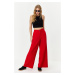 Trendyol Red Wide Leg Woven Trousers with Side Buttons