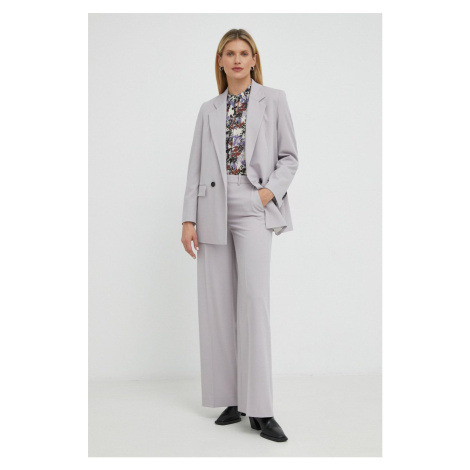 Nohavice Drykorn Grove dámske, fialová farba, široké, vysoký pás