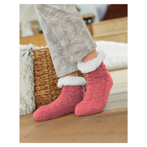 Papučové ponožky s vrkočovým vzorom a protišmykovou úpravou Blancheporte