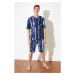 Trendyol Indigo Men's Tie Dye Knitted Pajamas Set