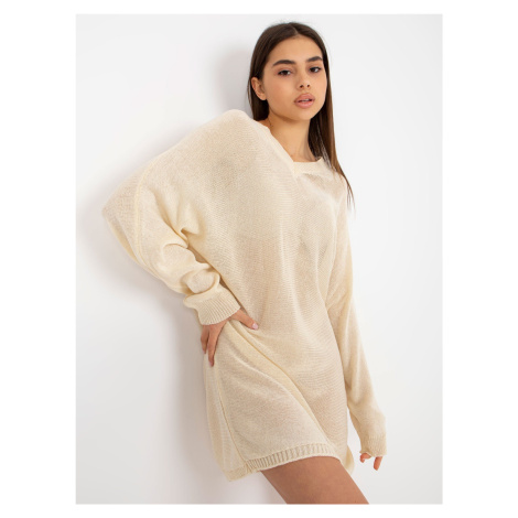 Light beige loose knit dress for summer