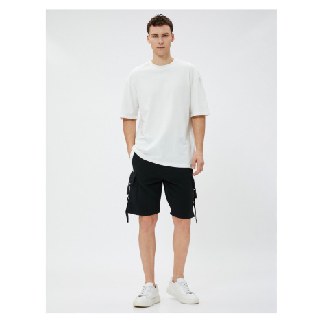 Koton Cargo Shorts Pocket Buttoned Ribbed Color Contrast