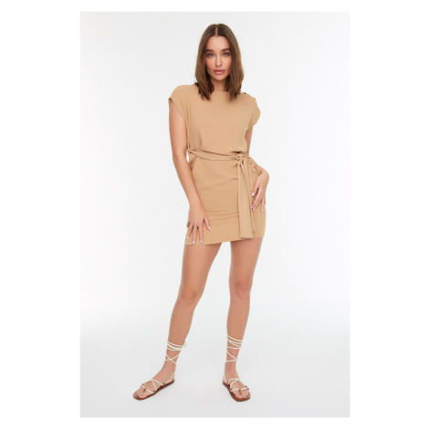 Trendyol Camel Belted Dress