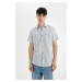 DEFACTO Slim Fit Cotton Striped Short Sleeve Shirt