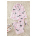 Trendyol Light Pink Panda Patterned Sleep Band Polar Winter Knitted Pajama Set