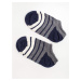 Grey and dark blue striped ankle socks
