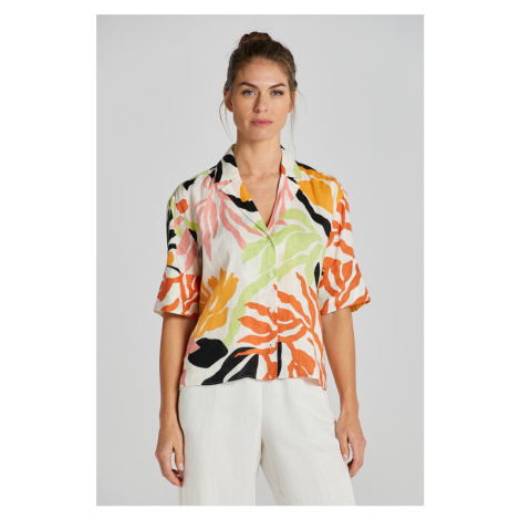 KOŠEĽA GANT REL PALM PRINT SS LINEN SHIRT MEDAL YELLOW