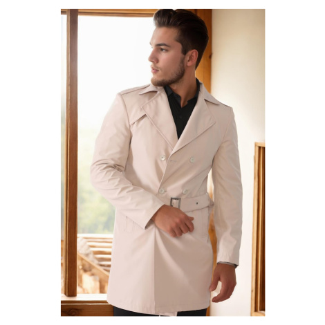 PLT8321 DEWBERRY MEN'S OVERCOAT-PLAIN BEIGE