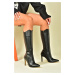 Fox Shoes Black Thin High Heels Women's Boots