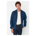 Trendyol Navy Blue pánska džínsová bunda s kapucňou na zips