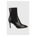 Kožené členkové topánky Liu Jo Rose 05 dámske, čierna farba, na vysokom podpätku, SXX643P0062222