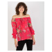 Lady's blouse with flowers - coral